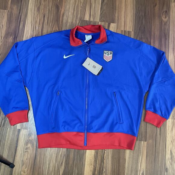Nike Women’s L Loose Fit USMNT USA Academy Pro Soccer Anthem Jacket FN6488-417 - Picture 2 of 10